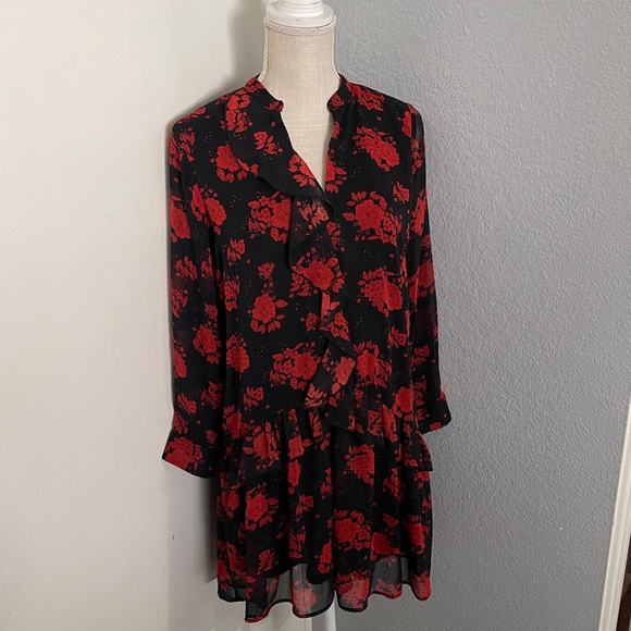 Zara Dresses & Skirts - Zara Black and Red Floral Dress